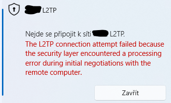 VPN chyba L2TP Windows